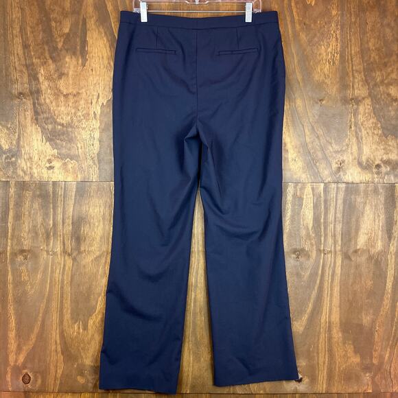 Zac Posen Womens Pants Blue Z Spoke Straight Leg Pleated Designer Career 12 - Picture 9 of 11